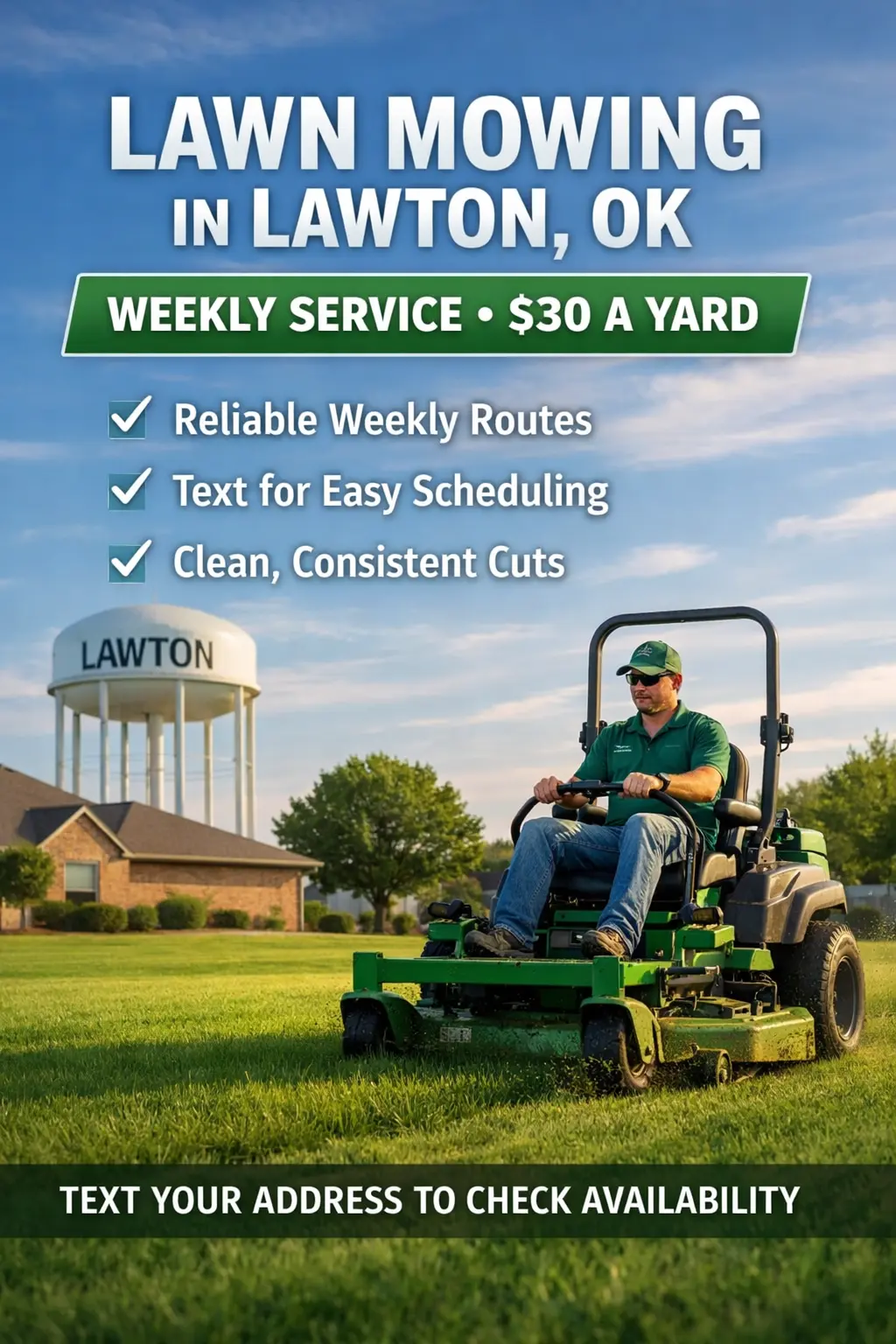 Lawn mowing in Lawton, OK with weekly and bi-weekly routes